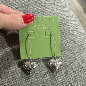 Seed & Sage puff heart Sterling silver dangle earrings